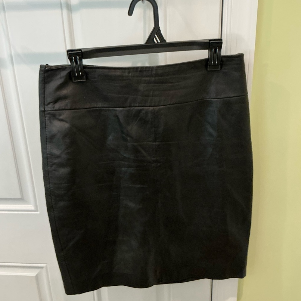 Cache Black Pencil Leather Skirt